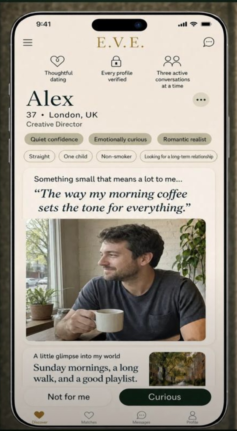 E.V.E. dating app profile preview